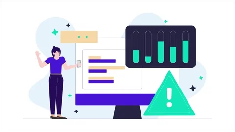 User interface design for data visualization and error notification illustration Stock Footage 283718415