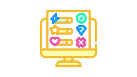 User interface design game development color icon animation Stock Footage 327266966
