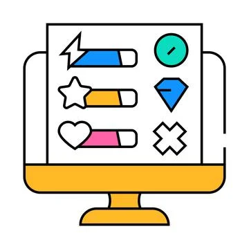 User interface design game development icon color illustration 스톡 일러스트