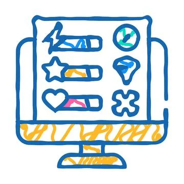 User interface design game development icon doodle illustration Stock Illustration