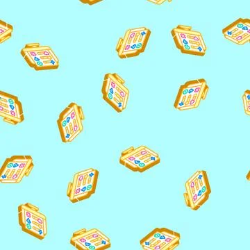 User interface design game development isometric icon seamless pattern 스톡 일러스트