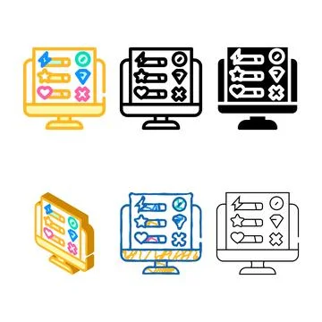 User interface design pack game development color icon vector Illustrazione stock