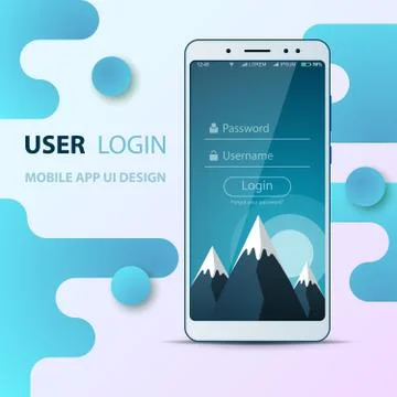 User Interface design. Smartphone icon. Login and password. 스톡 일러스트