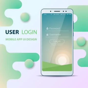 User Interface design. Smartphone icon. Login and password. Stock Illustration