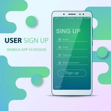 User Interface design. Smartphone icon. Login, password, sign up, register. 스톡 일러스트