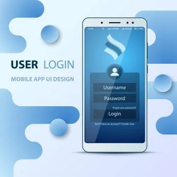 User Interface design. Smartphone icon. Login and password. Stock Illustration