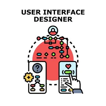 User interface designer crafting digital experience Illustrazione stock