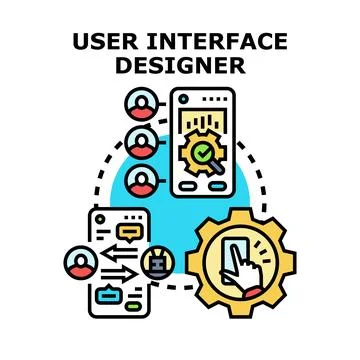 User interface designer creating application development concept Illustrazione stock