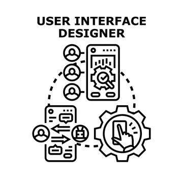 User interface designer creating application development concept 스톡 일러스트