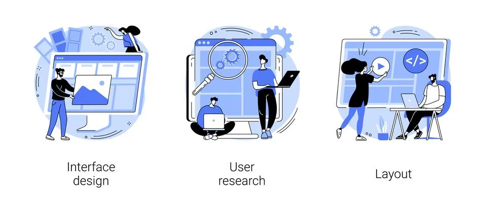 User interface development abstract concept vector illustrations. 스톡 일러스트