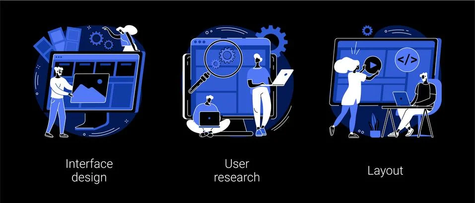 User interface development abstract concept vector illustrations. Stock Illustration