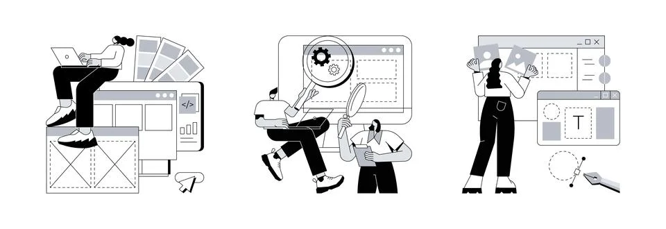 User interface development abstract concept vector illustrations. 스톡 일러스트