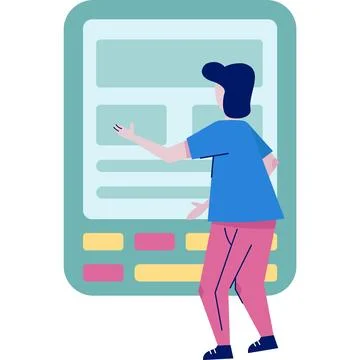 User interface development icon man work on phone イラスト素材