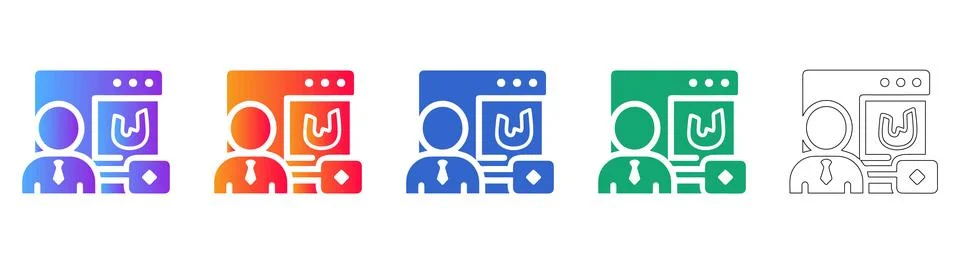 User Interface Development Icons Set Illustrazione stock