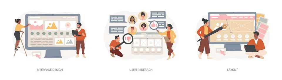 User interface development isolated concept vector illustration set. Stock Illustration