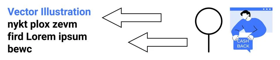 User Interface Elements with Arrows, Magnifying Glass, and Cashback Graphic 스톡 일러스트