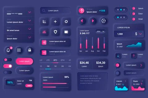 User interface elements for cryptocurrency mobile app Stock Illustration