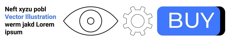 User Interface Elements with Eye, Gear, and Blue Buy Button Stock Illustration