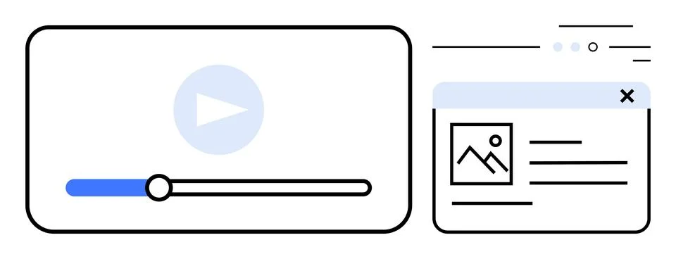 User Interface Elements Featuring Video Playback and Profile Card with Detail イラスト素材
