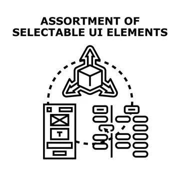 User interface elements selecting and customizing application Illustrazione stock