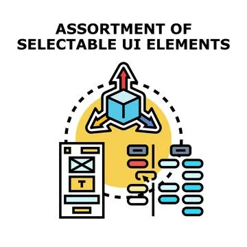 User interface elements selecting and customizing application 库存插图