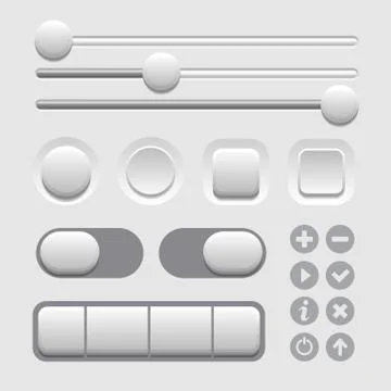 User Interface Elements Set on Light Background. Vector Stock Illustration