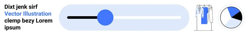 User Interface Elements with Slider, Pie Chart, and Clothing Measurement Il.. 库存插图