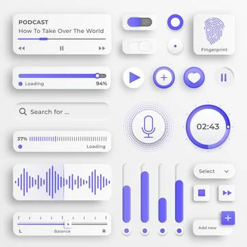 User interface elements. Sliders for websites, mobile menu, navigation and .. Stock Illustration
