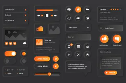 User interface elements for video tube mobile app. Stock Illustration