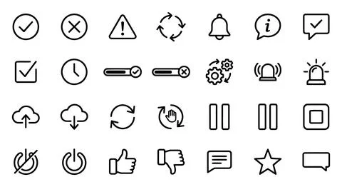 User Interface Essential Actions Line Icon Set Stock Illustration