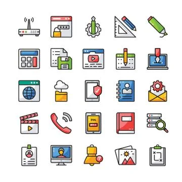 User Interface Flat Icons Pack Illustrazione stock