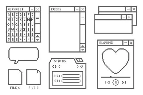 User Interface Game 8 bit pixel art icon vector illustration Stock Illustration