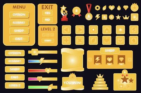 User Interface Game Buttons Illustrazione stock
