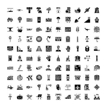 User interface glyph icon collection mobile app design Illustrazione stock