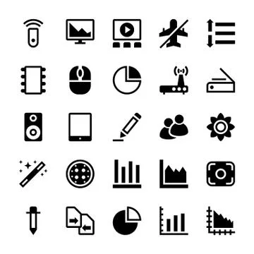 User Interface Glyph Icons Set Stock Illustration
