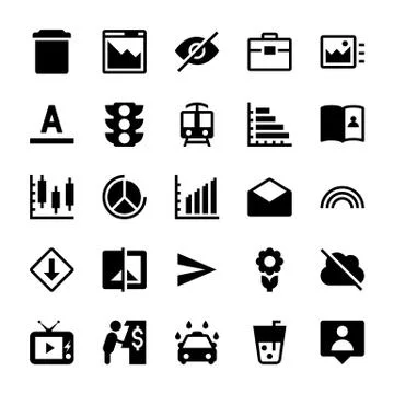User Interface Glyph Icons Set Stock Illustration