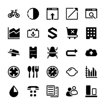 User Interface Glyph Icons Set Stock Illustration