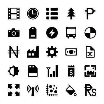 User Interface Glyph Icons Set Stock Illustration