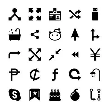 User Interface Glyph Icons Set 스톡 일러스트