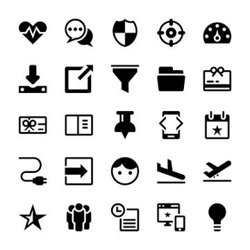 User Interface Glyph Icons Set Stock Illustration