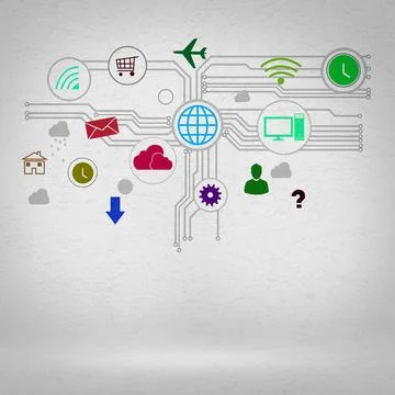 User interface Group of colorful application icons on wall background ,mod... Stock Photos