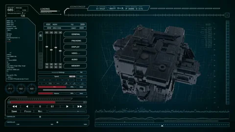 User Interface HUD with 3D Sci Fi element. Stock Footage 106621227