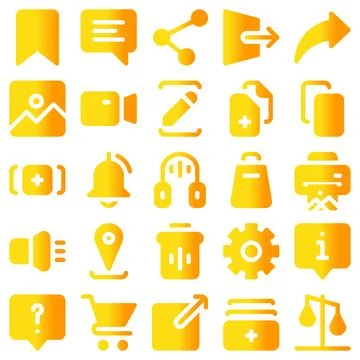 User Interface Icon Set Flat Stock Illustration