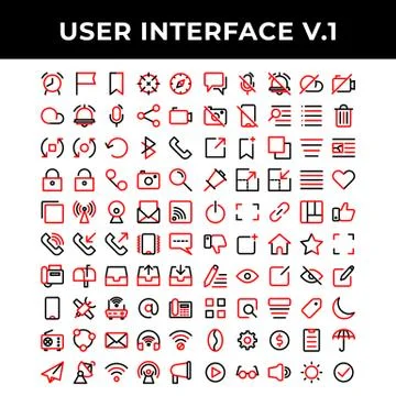 User interface icon set include alarm, checkpoint, bookmark, location, compas Stock Illustration