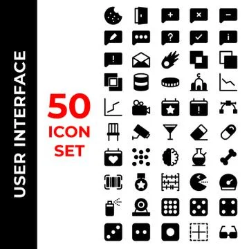 User interface icon set include cookie,door,add,cross,comment,edit,message,qu Stock Illustration