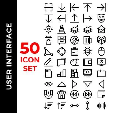User interface icon set include scan,arrow,arrows,left,right,down,mask,locati Stockillustratie