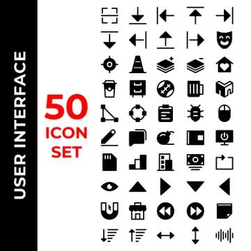 User interface icon set include scan,arrow,arrows,left,right,down,mask,locati Stockillustratie