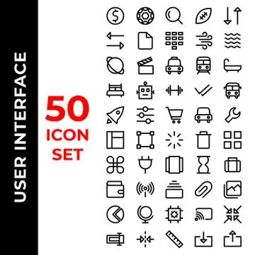 User interface icon set include dollar, football, search, ball, transfer, fil Stock Illustration