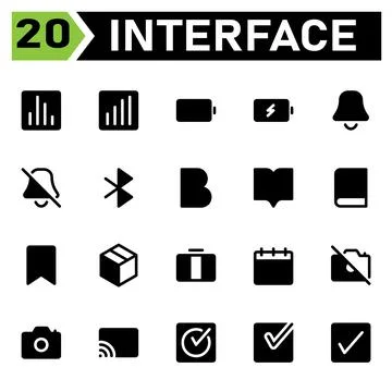 User interface icon set include chart, bar, analytic, report, user interface, Illustrazione stock