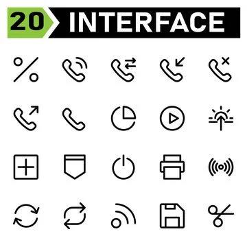 User interface icon set include percent, discount, offer, sale, user interfac Stock Illustration